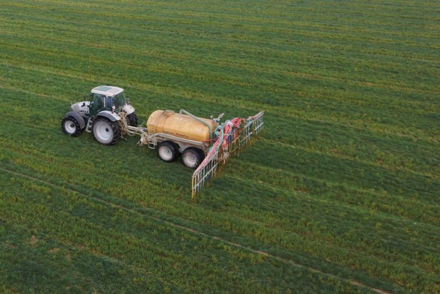 Emmissionsmindernde Ausbringungsverfahren wie der Schleppschlauch helfen nicht nur, Stickstoffverluste in der Form von Ammoniak zu reduzieren. sondern auch den entstehenden Geruch. (Bild BauZ)