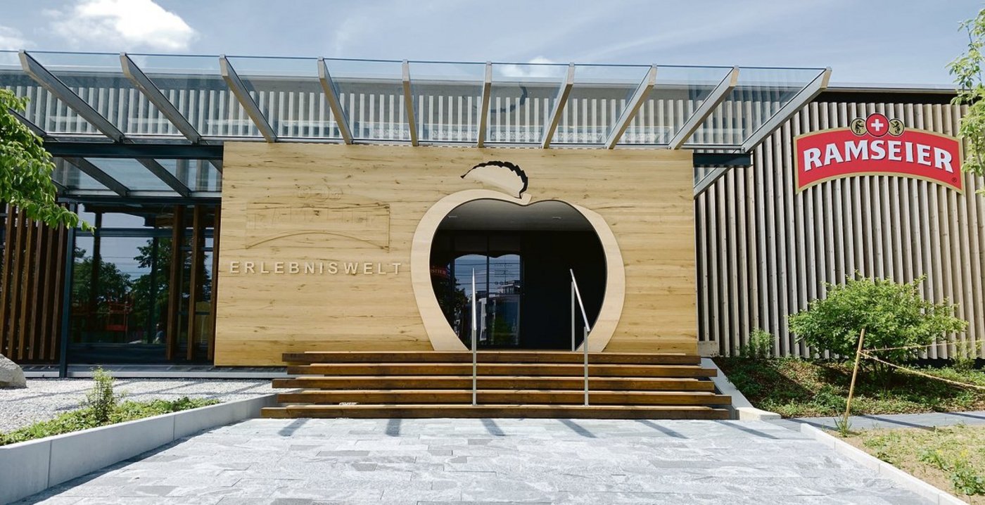 Noch sind die Türen geschlossen in der neuen Erlebniswelt von Ramseier zum Thema Mosten nahe des Produktionsbetriebes in Sursee.(Bild Josef Scherer)