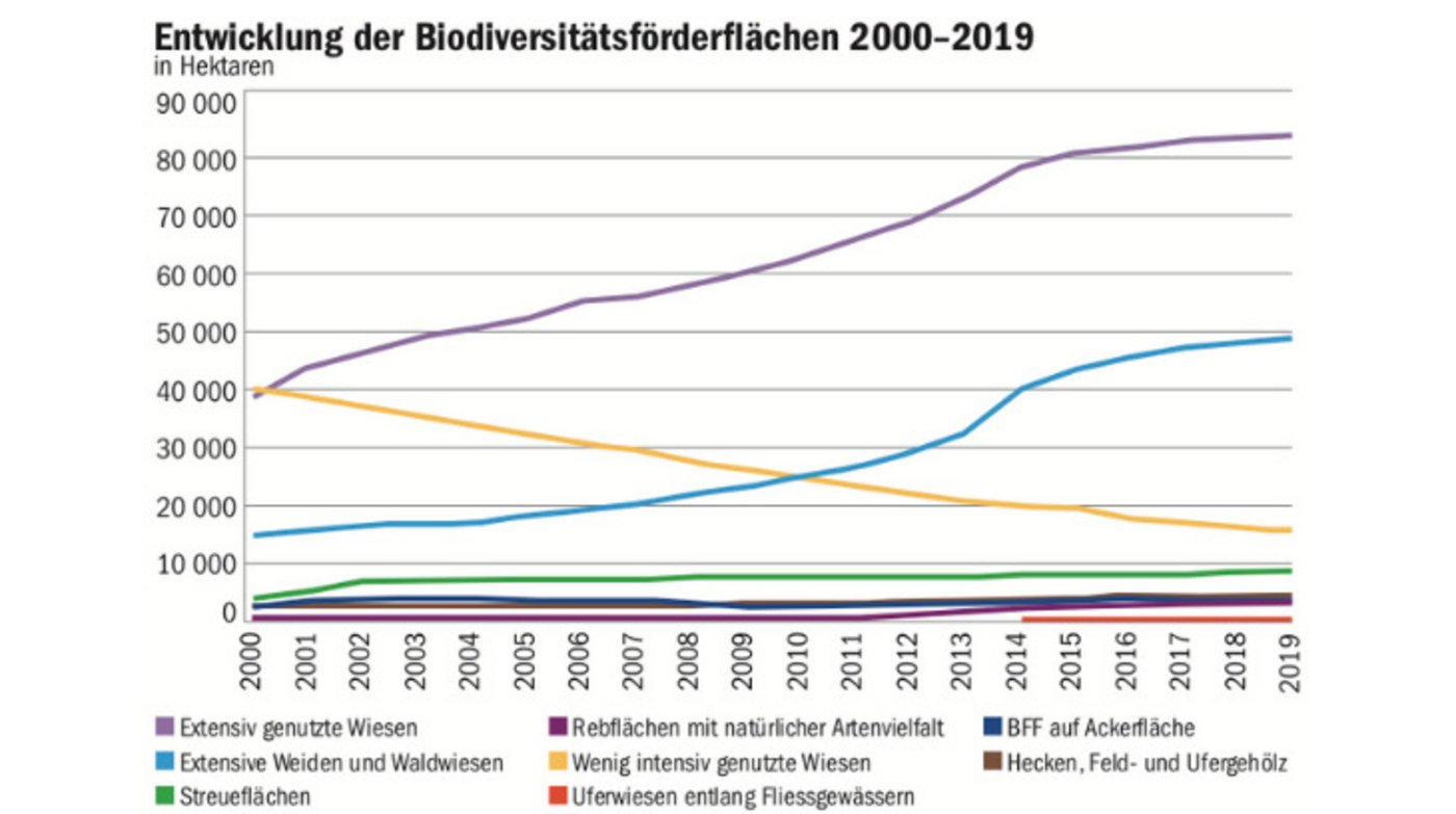 Den Grossteil der BFF machen extensiv genutzte Wiesen aus. (Grafik mi/Quelle BLW)