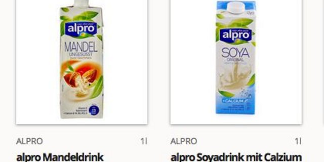 Die Bezeichnung Milch ist hierzulande Kuhmilch vorbehalten. Pflanzliche Milchalternativen dürfen deshalb auf der Packung nur als «Drink» bezeichnet werden. (Bild Screenshot Coop@home)
