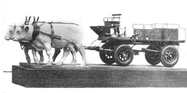 Das Modell des an der ETH entwickelten Zugkraft-Messwagens, den Hans Wenger benutzte. Der Agronom untersuchte im Rahmen seiner Dissertation die Zugleistung von Rindern. 