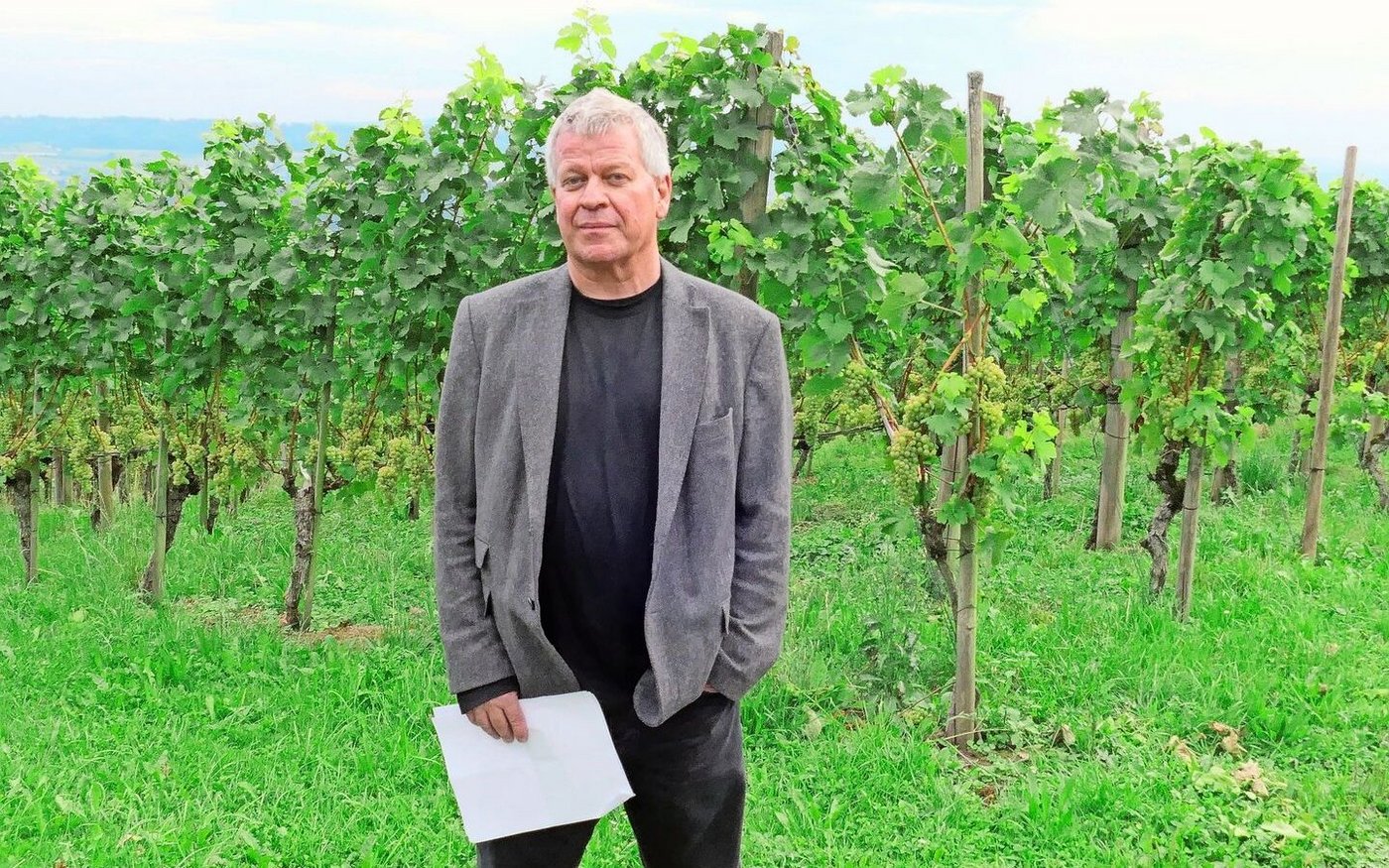 Thomas Vaterlaus, Chefredaktor der Fachzeitschrift «Vinum», gab an der Rebbegehung in Niederneunforn eine Einschätzung zur Marktsituation von Schweizer Wein.