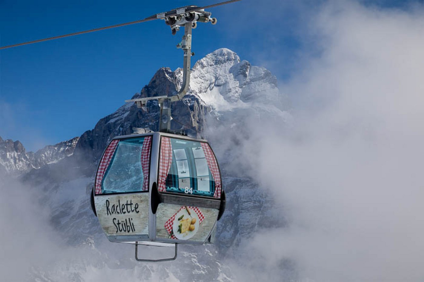 Die Raclette-Stübli-Gondeln sind auf der Firstbahn bei Grindelwald im Einsatz. (Bilder zVg)