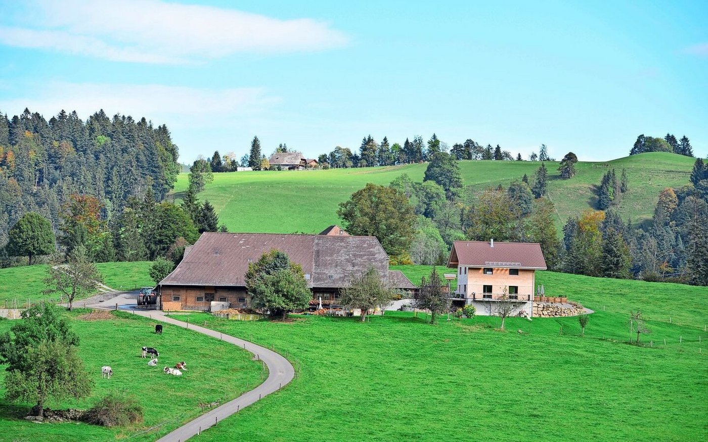 Der schöne Betrieb Längfeldhubel von Familie Salzmann auf dem Siehen bei Eggiwil. 