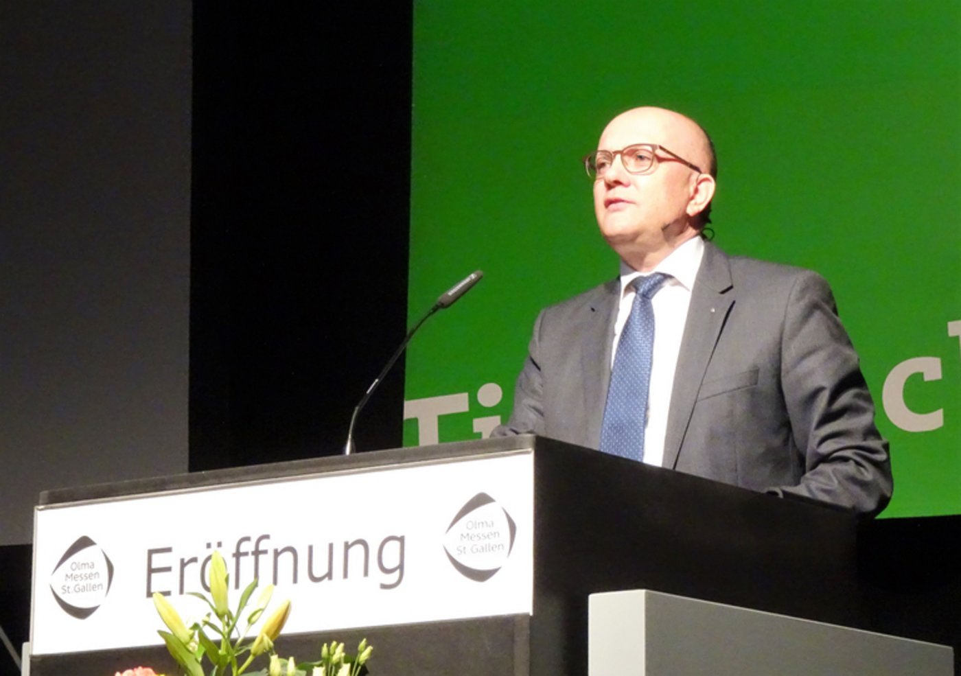 Olma-Direktor Nicolo Paganini an der Eröffnung der Fachmesse. (Bild lid/mr)