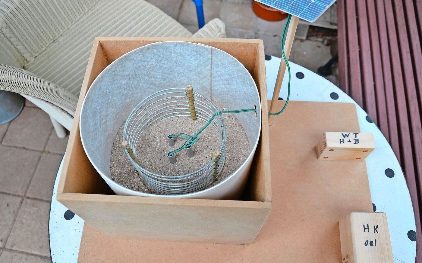 Ein Modell von Lukunics geplantem Sanspeicher.