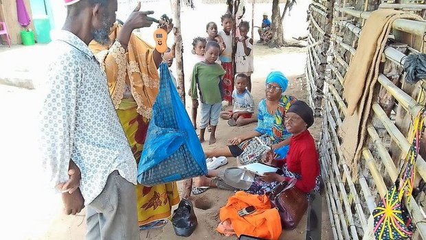 Kampagne zum Kauf von Rohkaffee auf der Insel Quirimba nach den Angriffen der Aufständischen.