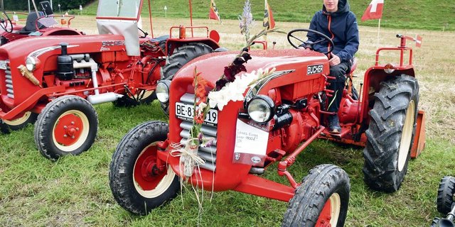 Der Bucher 1800 mit Jahrgang 1954 und 24 PS gehört zwar nicht Nico Maier aus Zäziwil, sondern er darf ihn nur ab und zu fahren. Der Traktor gehört dem Pfarrer aus Schlosswil, Andreas Zingg.