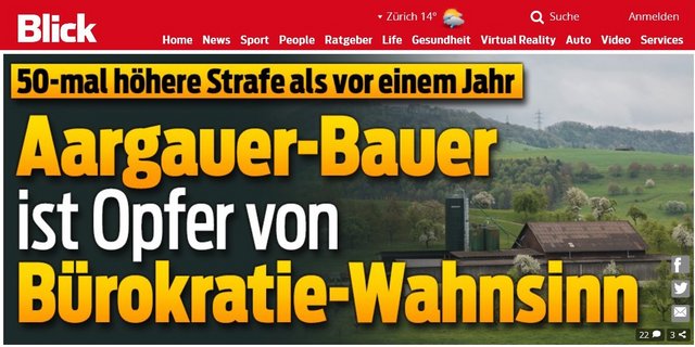 Grosse Buchstaben für grosse Sanktion: Der "Blick" kritisiert den Bund für sein Sanktionsregime. (Screenshot)