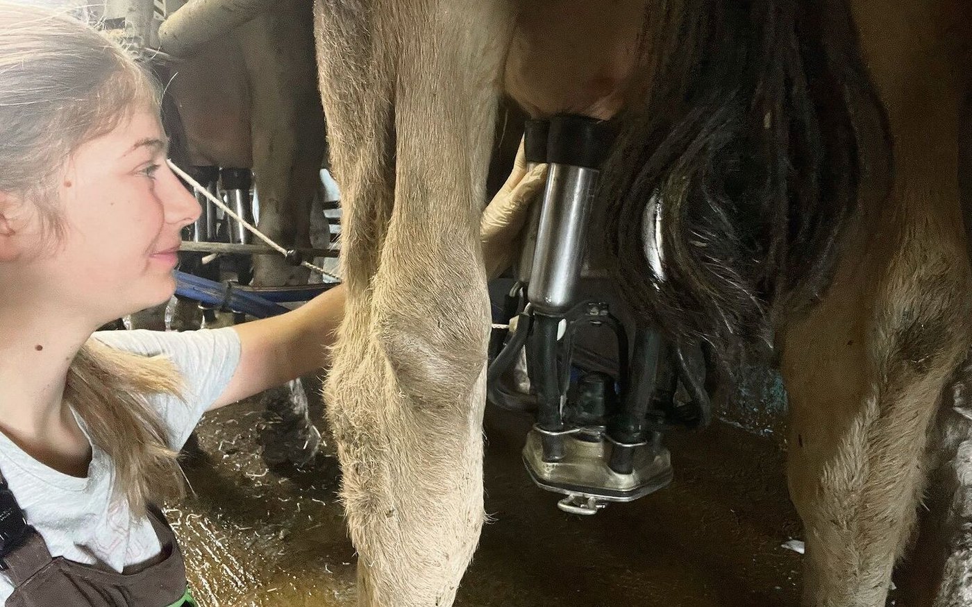 Louise Charbonnier arbeitet auf dem Biobetrieb der Familie Feller in Opfershofen TG als angehende Landwirtin.