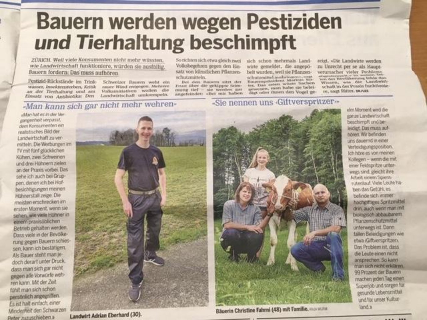 Dank diesem Artikel können Pendler lesen, wie sich praktizierende Landwirtinnen und Landwirte angesichts der feindlichen Stimmung gegen sie fühlen. (Bild jsc)