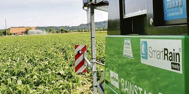 Moderne GPS-Regner können auch eine Dreiecksfläche gleichmässig beregnen, wenn die Feldgrenzen bekannt sind. 
