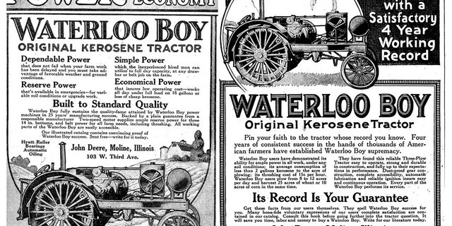 Werbung für den "Waterloo Boy", John Deeres ersten Traktor in Serienproduktion. (Bild Don O'Brien)