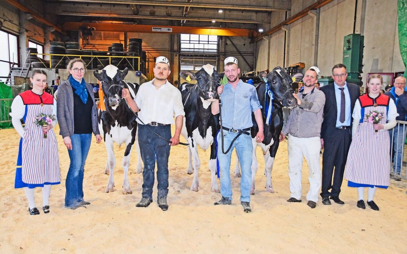 Die Senior-Siegerinnen (v. r.): Jungo Attraction Blessing (Champion), Jungo Legend Auckland (Mention), beide von Alain Jungo aus Tentlingen, und die Reserve Galtera Farm King Doc Lilly von Philipp und Sabine Fasel aus Alterswil.  