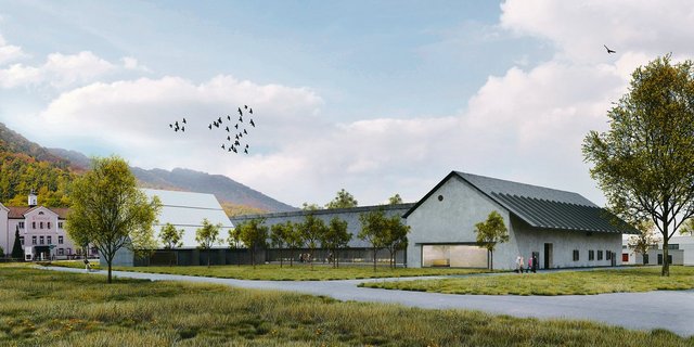 Noch gibt es das geplante Tagungszentrum erst in Visualisierungen: So präsentiert es sich von aussen. (Bild zVg)