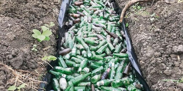 Ein sogenanntes «Wicking Bed» im Aufbau. Das System verhindert mit einfachen Mitteln das Versickern und trägt so dazu bei, dass das Wasser länger hinhält.  (Bild Helene Besson)