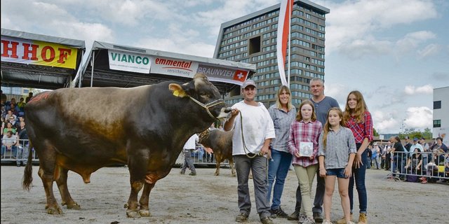 Im Jahr 2017 wurde der damals siebenjährige Glenn Marc von Josef Kiser aus Ennetmoos NW zum Mister ZM Zug beim Braunvieh gekürt.(Bild Andrea Gysin)