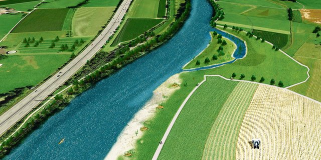 Hier geht es um viel Land: Derzeit laufen die Einspracheverhandlungen zum Projekt «Hochwasserschutz und Renaturierung Reuss».(Bild zVg)