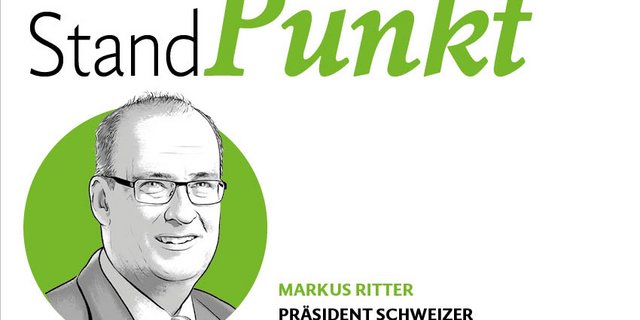 StandPunkt von Markus Ritter, Präsident des Schweizer Bauernverbandes SBV. Illustration: Bruno Muff