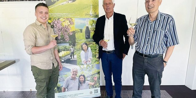 Hannes Odermatt, Gastreferent, Beat Zimmermann, Winzer vom Weingärtli Ennetbürgen, und Urs Braschler vom Rebberg Bergli in Stans (v. l. n. r.).