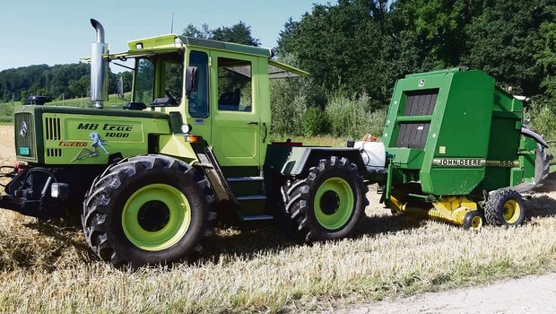 Der MB Trac  von Familie Bichsel aus Rotkreuz wird noch immer täglich bei der Arbeit eingesetzt.(Bild Sven Bichsel)