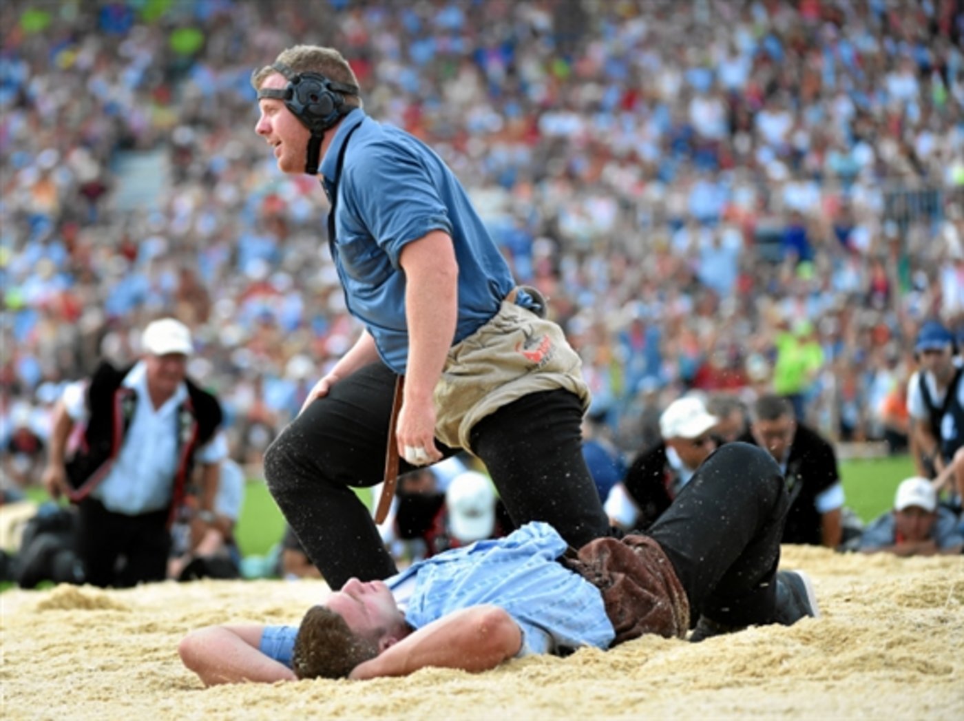 Glarner Matthias unmittelbar nach seinem Sieg über Orlik Armon am diesjährigen ESAF: Findet die Ausgabe von 2025 im Kanton Glarus statt? (Bild Swiss-Image.ch