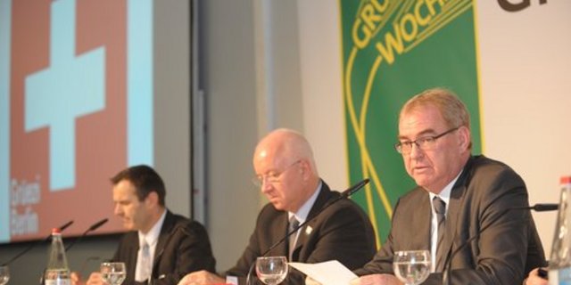 Urs Schneider, Bernard Lehmann und Christoph Mäder. (Bild: AMS/Wolf-Georg Kirst)