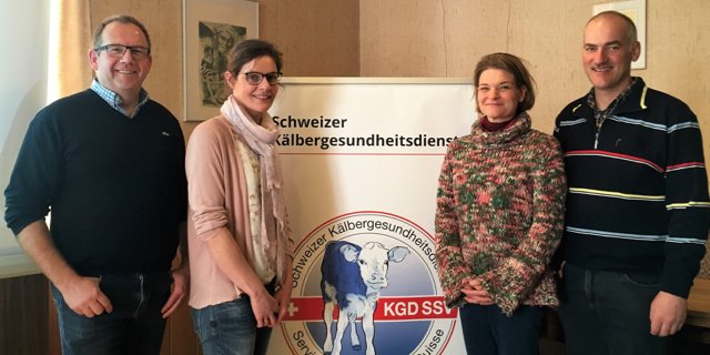 «Die Neuen» Fredi Siegrist und Ruth Sigerist sowie «die Abtretenden» Corinne Bähler und Andreas Widmer. (Bild KGD)