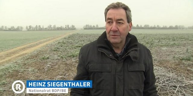 Landwirt und BDP-Nationalrat Heinz Siegenthaler steht für den Anbau von Hanf ein. (Bild SRF) 