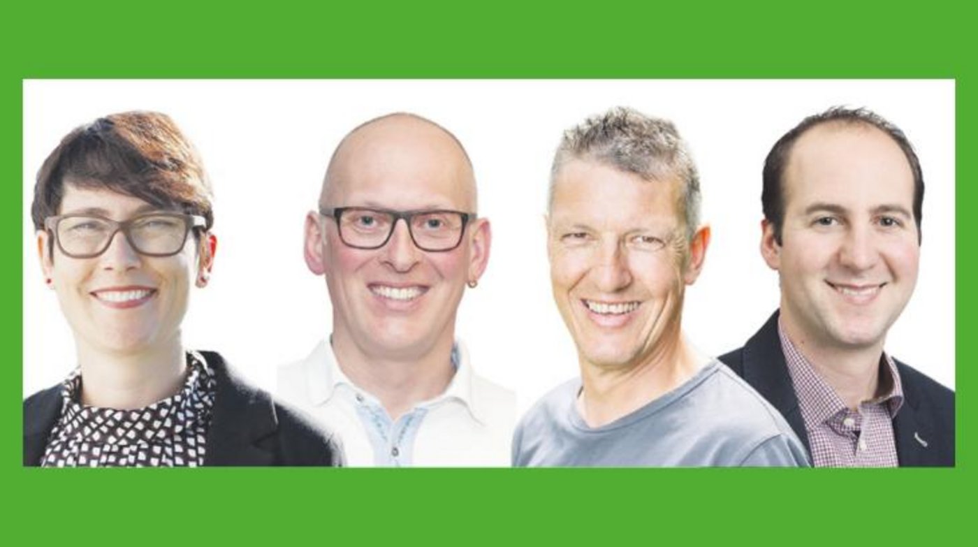 Sie kandidieren für den Vorstand des Bauernverbands Aargau (v.l.n.r.): Colette Basler, Urs Baur, Heinz Furrer und Pascal Zöbel. (Bilder BVA)