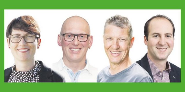 Sie kandidieren für den Vorstand des Bauernverbands Aargau (v.l.n.r.): Colette Basler, Urs Baur, Heinz Furrer und Pascal Zöbel. (Bilder BVA)