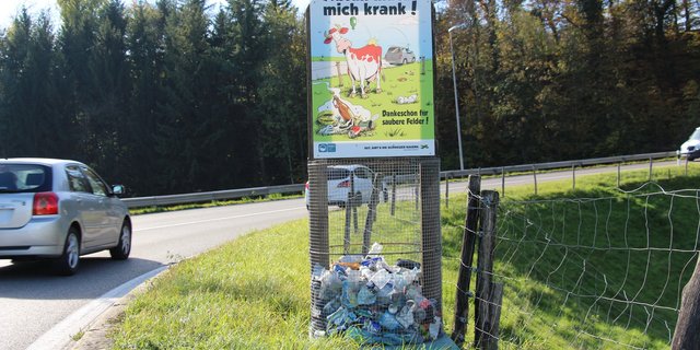 Die Littering-Kampagne des SBV soll Passanten dazu anhalten, Abfall ordnungsgemäss zu entsorgen. (Bild: SBV)