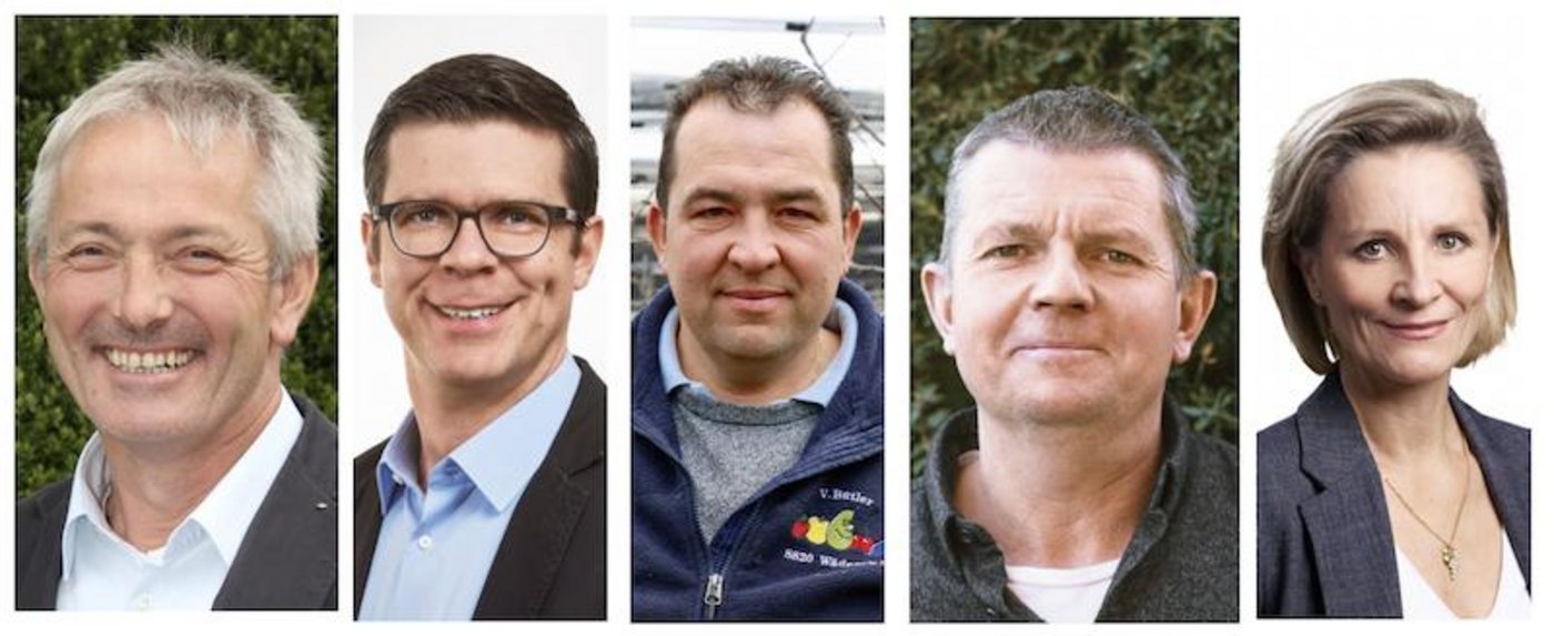Der neue SOV-Vorstand (v. l. n. r.): Jürg Hess, Michael Artho, Vinz Bütler, Adrian Seeholzer und Simone de Montmollin. (Bilder zVg)