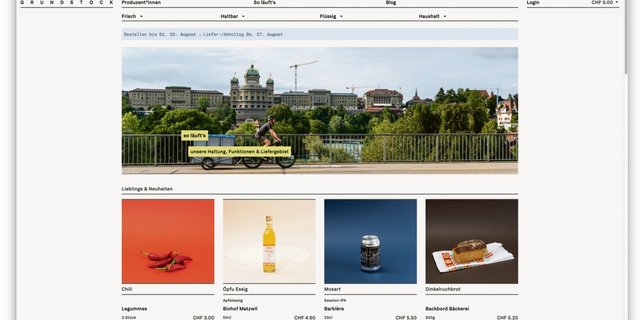 Auf der Website www.grundstock.ch werden Produzenten und Konsumenten zusammengebracht und über die Nachhaltigkeit von Lebensmitteln nachgedacht.(Screenshot BauZ)