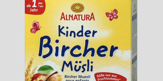 Migros ruft Kinder Bircher Müsli von Alnatura zurück mit einem Gewicht von 250 Gramm und dem Mindesthaltbarkeitsdatum vom 2. November 2019. (Bild Alnatura)