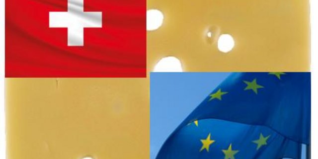 Gute Handelsbeziehungen mit der EU sind wichtig, schliesslich exportiert die Schweiz jährlich rund 70'000 Tonnen Käse und andere Produkte ins Ausland. (Fotomontage jsc)