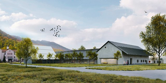 Noch gibt es das geplante Tagungszentrum erst in Visualisierungen: So präsentiert es sich von aussen. (Bild zVg)