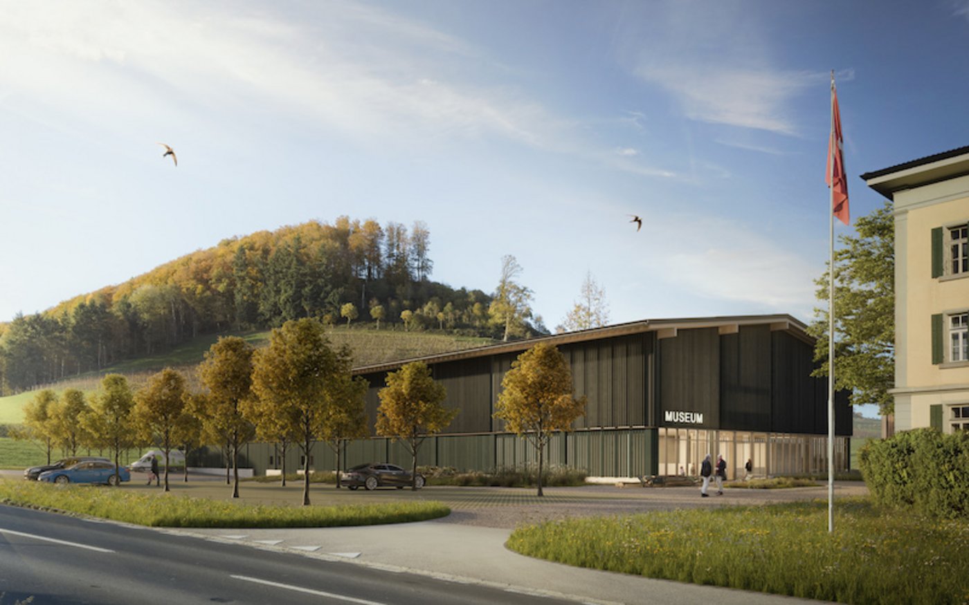 Visualisierung «Schüür» links vom bestehenden Agrarmuseum. (Bild zVg)