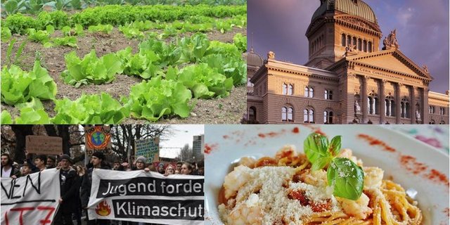 Landwirtschaft, Politik, gesellschaftliche Bewegungen und individuelle Kaufentscheide: sie alle sind entscheidende Faktoren für den Umbau der derzeitigen Produktion hin zu mehr Nachhaltigkeit. (Bild Fotomontage jsc)